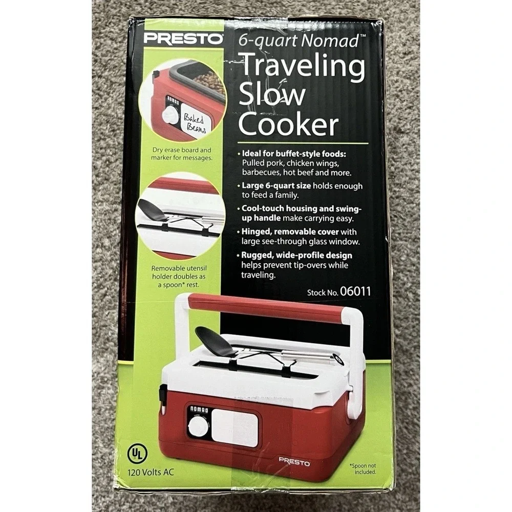 Presto Nomad Traveling 6-Quart Slow Cooker (Red) 06011